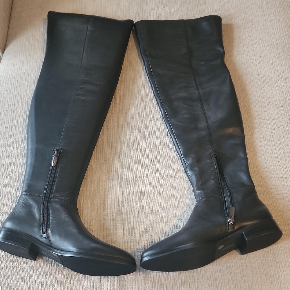 Vince Camuto Black Leather Knee-High Boots